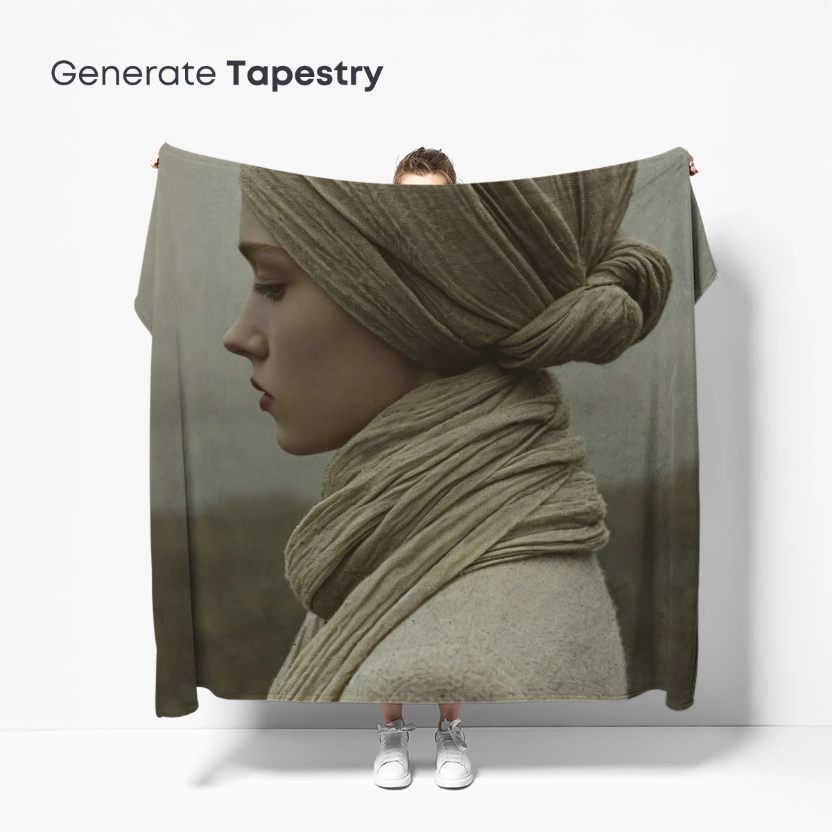 Ethereal Veil: Serene Profile in Neutral Tones - Image 5