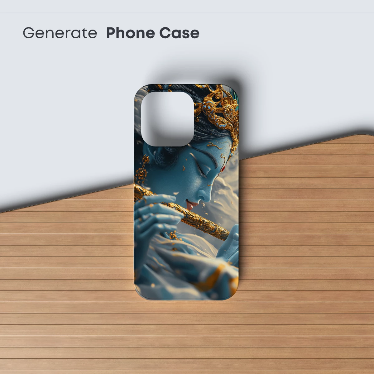 Ethereal Flutist: Blue Serenity in Golden Ornament - Image 3