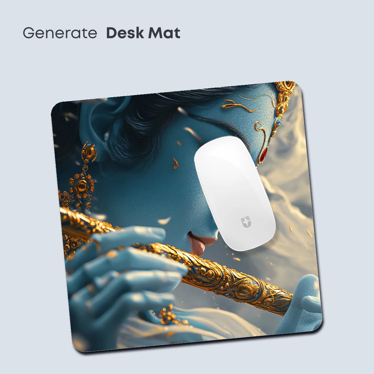 Ethereal Flutist: Blue Serenity in Golden Ornament - Image 4