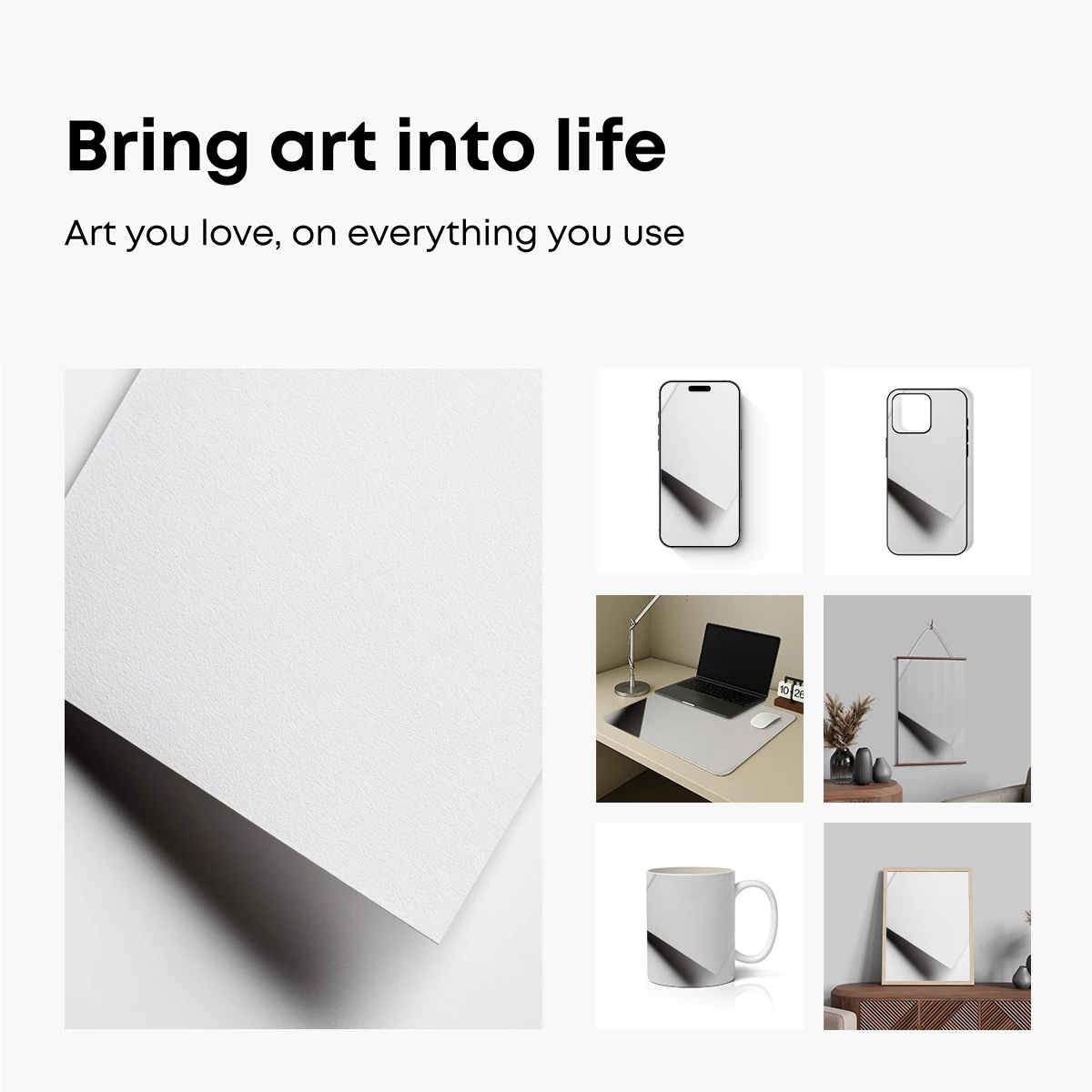 Elegant Shadow Play on White Canvas - Image 2