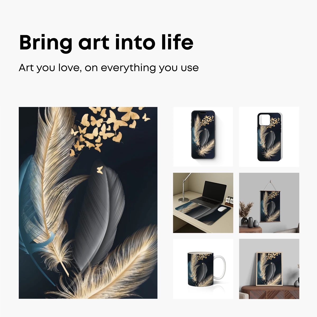 Golden Feathers and Butterflies: Ethereal Flight - Image 2