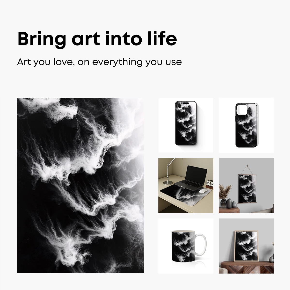 Ethereal Smoke Dance: Monochrome Whispers - Image 2