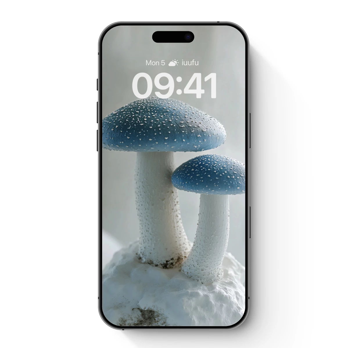 Enchanted Blue Mushrooms in Snowy Terrain