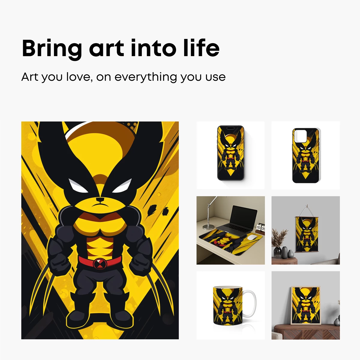 Bold Wolverine: Chibi Hero in Dynamic Yellow - Image 2