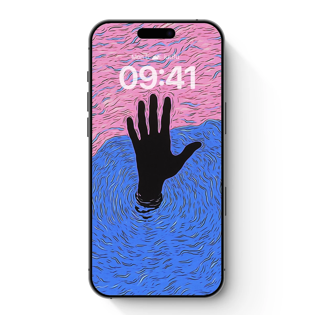 Emerging Hand: Pink and Blue Waves