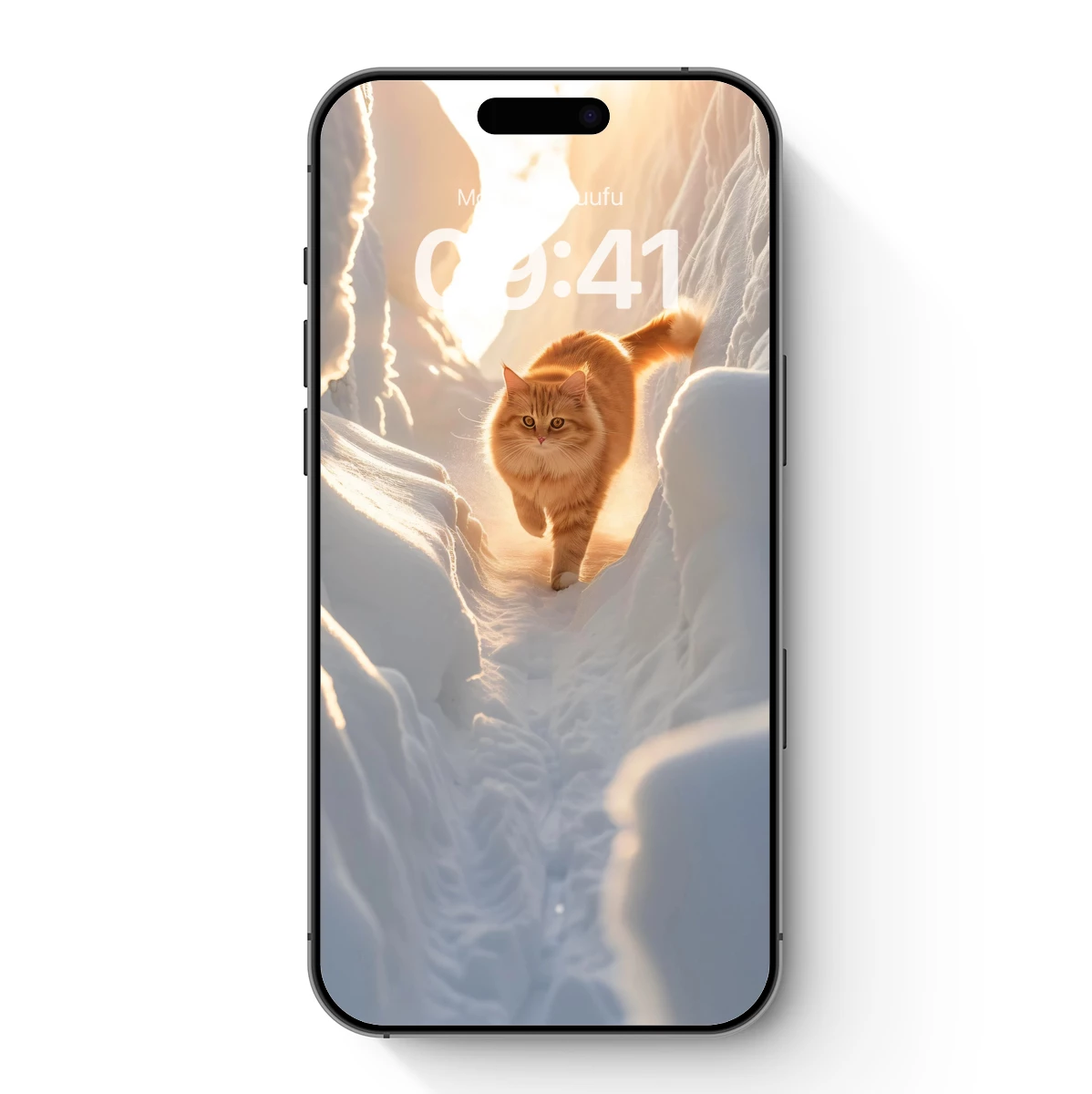 Golden Cat in Snowy Canyon Golden Cat in Snowy Canyon