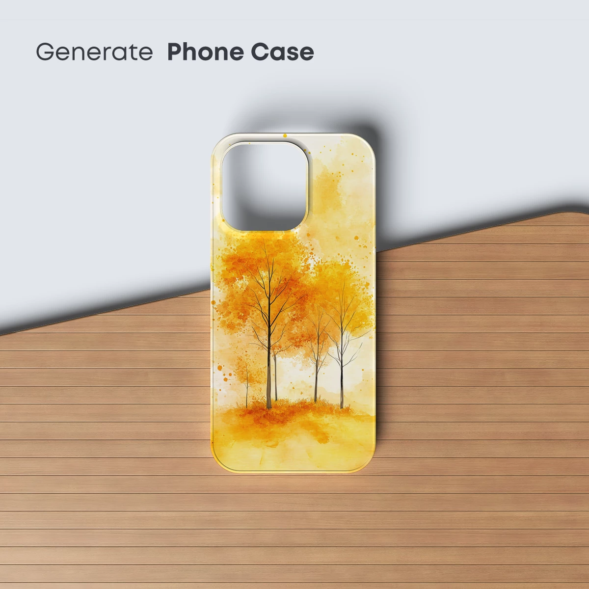 Autumnal Harmony: Watercolor Trees in Golden Hues - Image 3