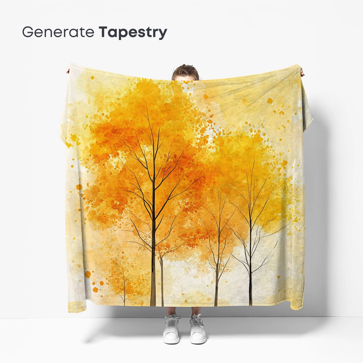 Autumnal Harmony: Watercolor Trees in Golden Hues - Image 5