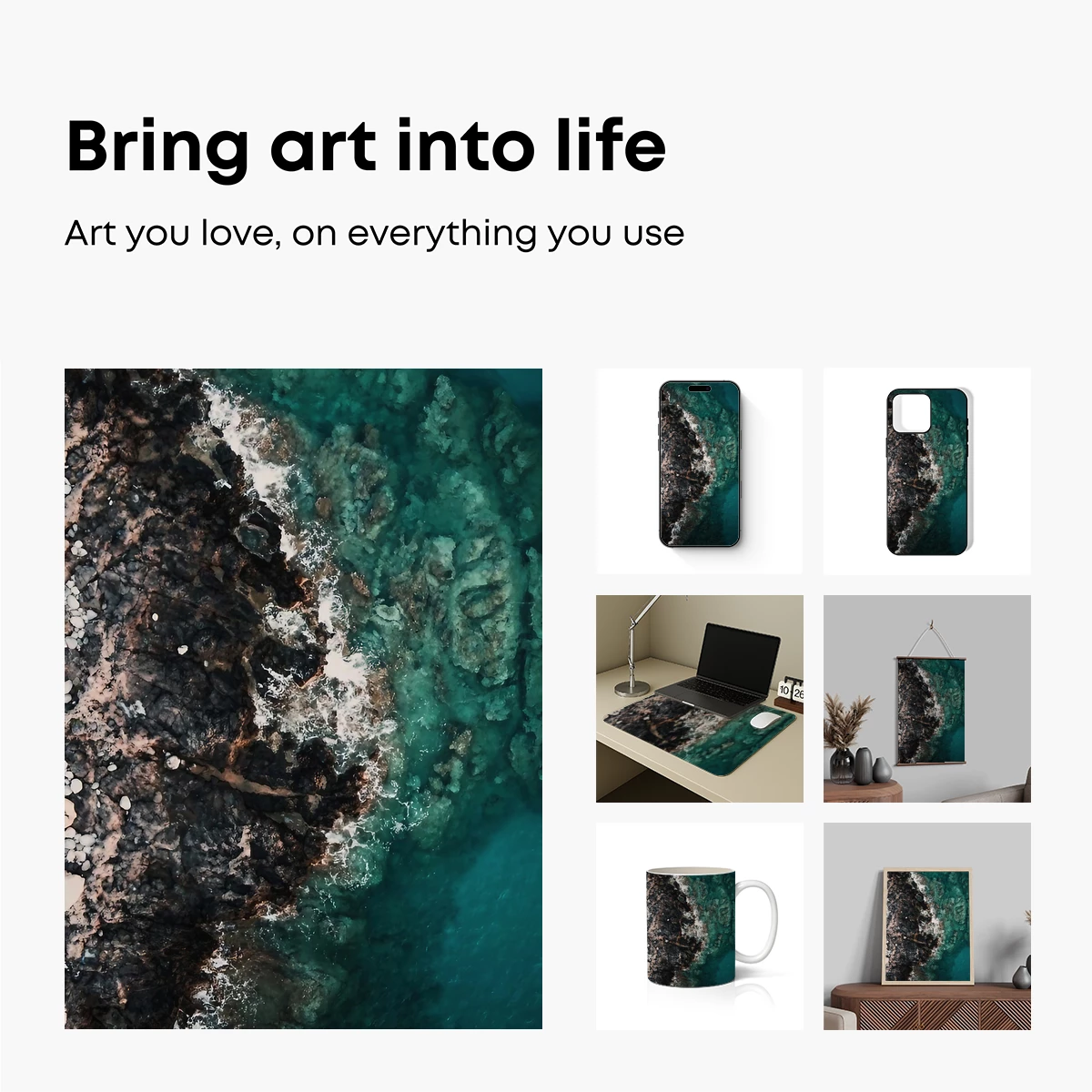 Aerial Symphony of Turquoise Tides and Rocky Shores - Image 2