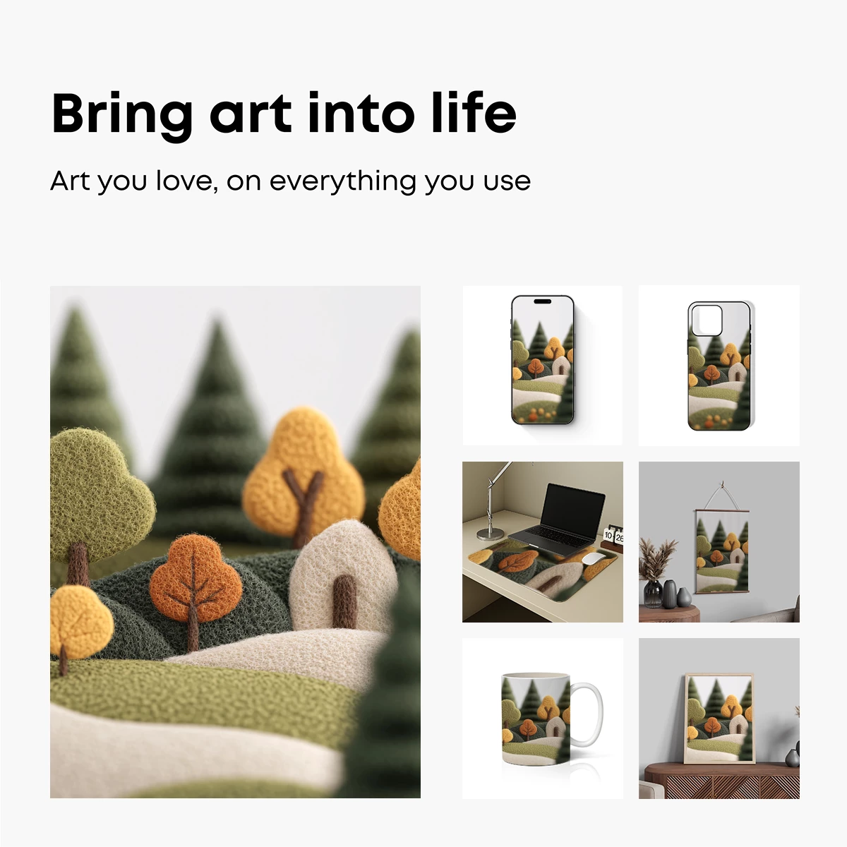Felt Forest Whimsy: Textured Trees in Harmony - Image 2