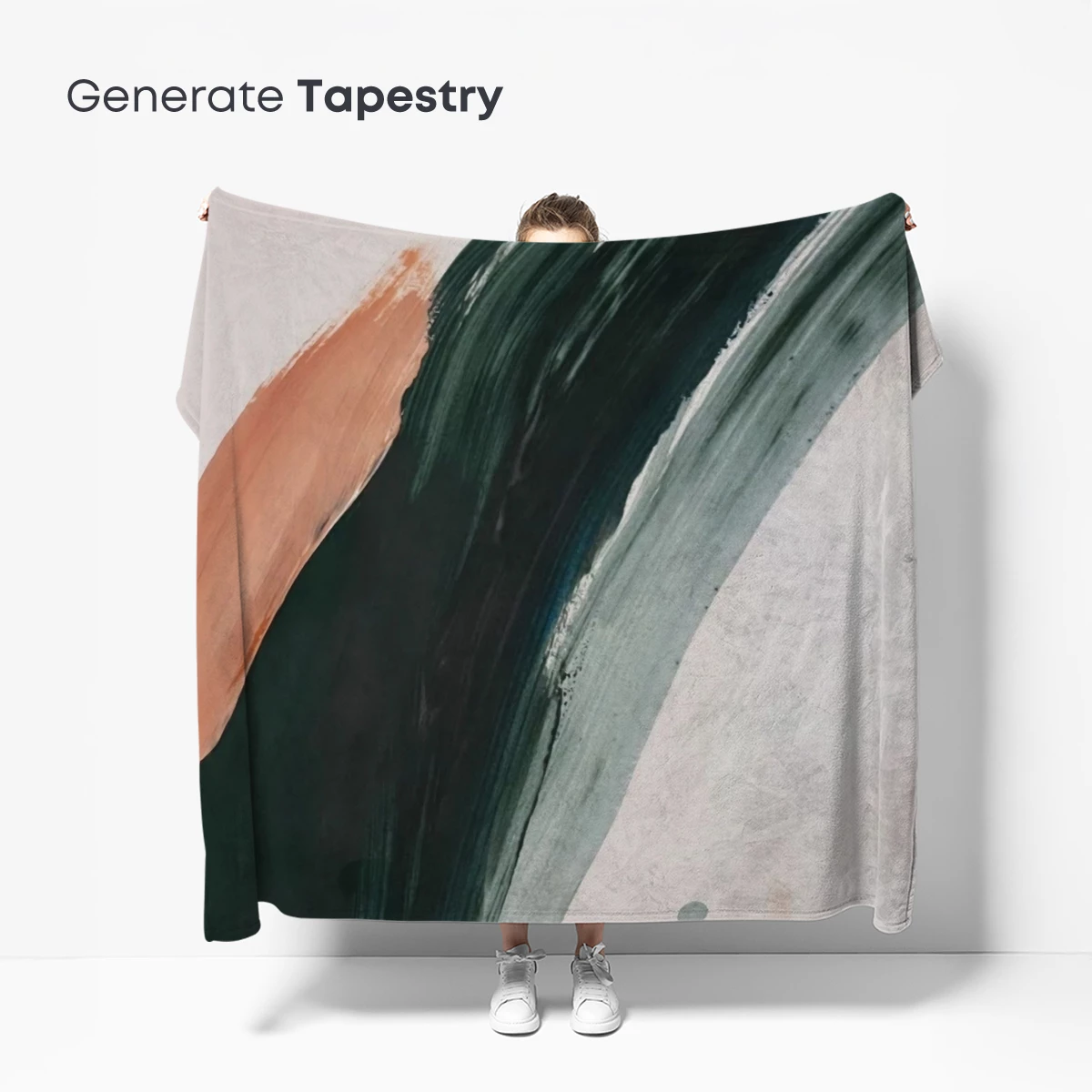 Abstract Brushstroke Symphony: Coral and Teal Fusion - Image 5