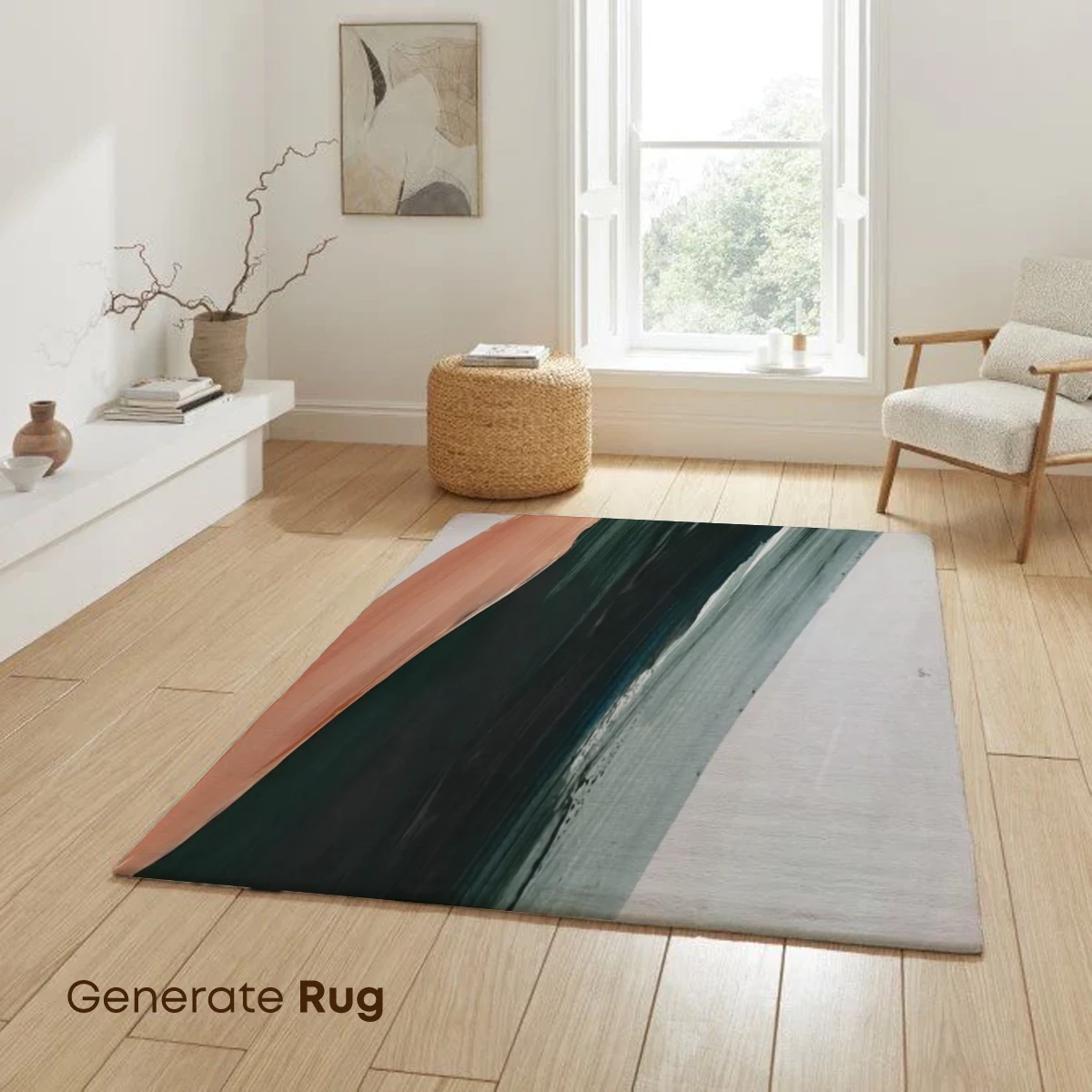 Abstract Brushstroke Symphony: Coral and Teal Fusion - Image 6