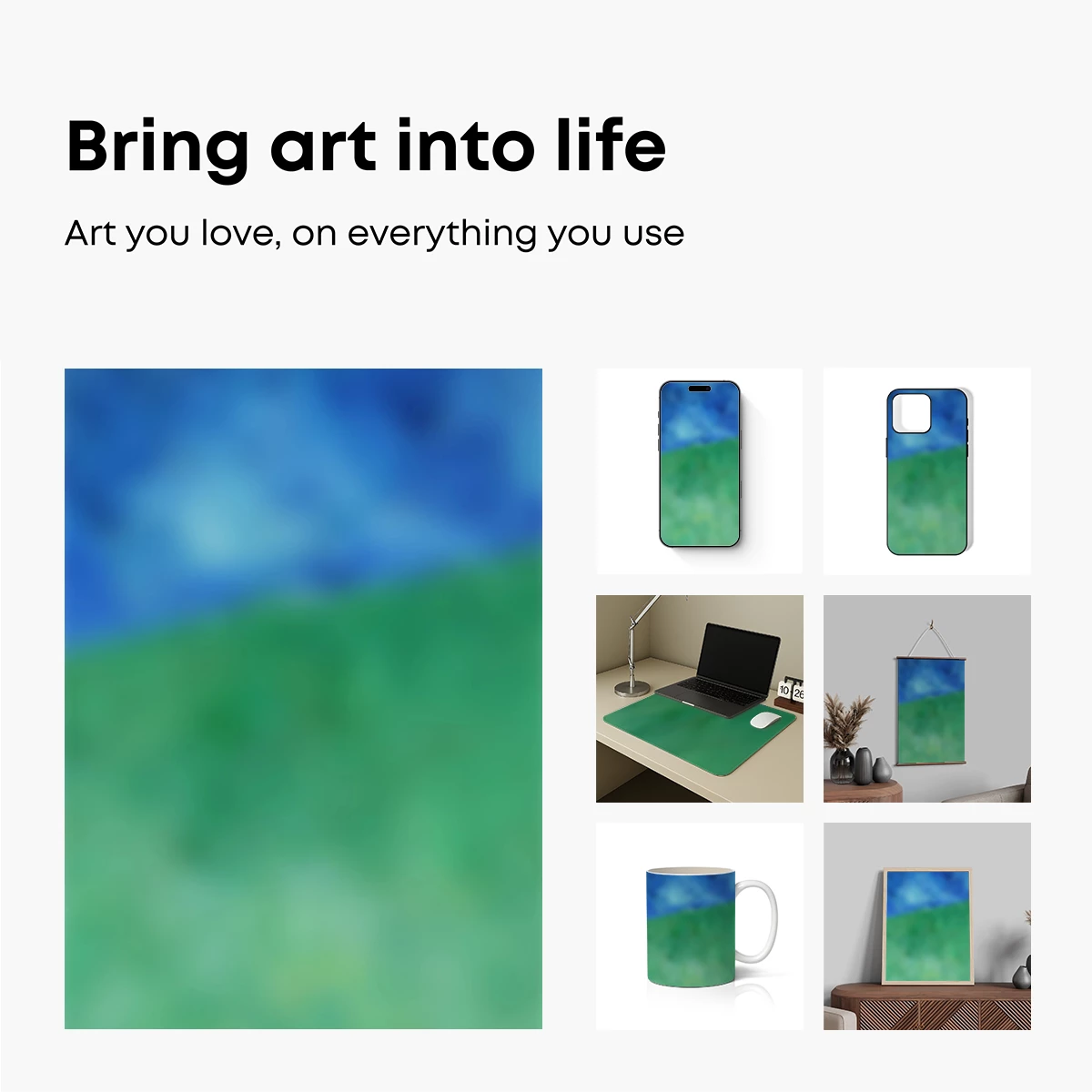 Blurred Horizon: Green and Blue Abstract - Image 2