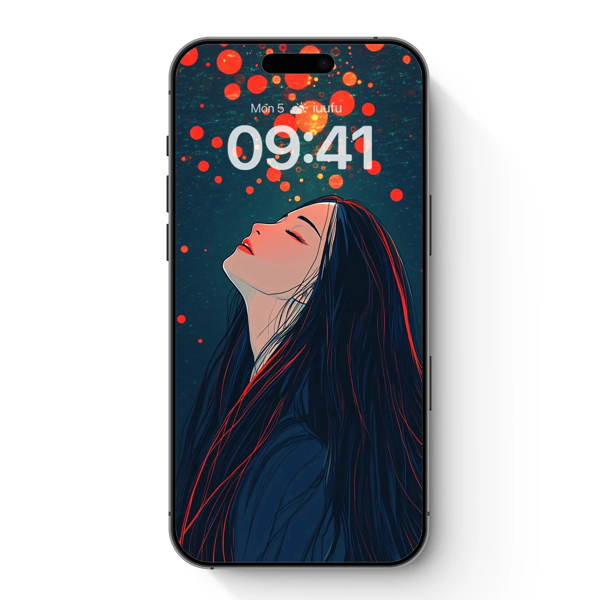 Ethereal Dreamscape: Floating Orbs and Serene Profile