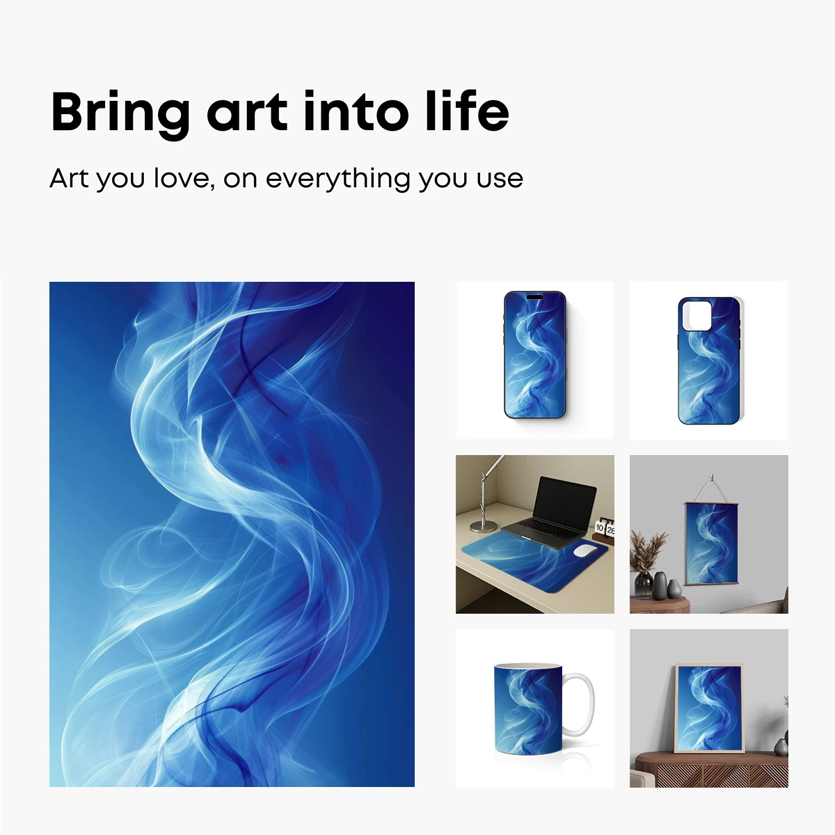 Ethereal Blue Whispers: Abstract Smoke Art - Image 2