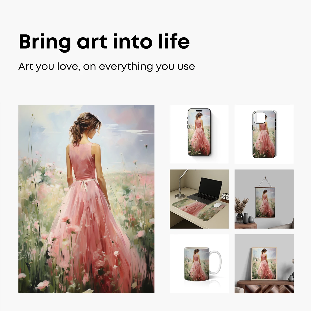 Ethereal Garden Dream: Pink Gown in Floral Bliss - Image 2