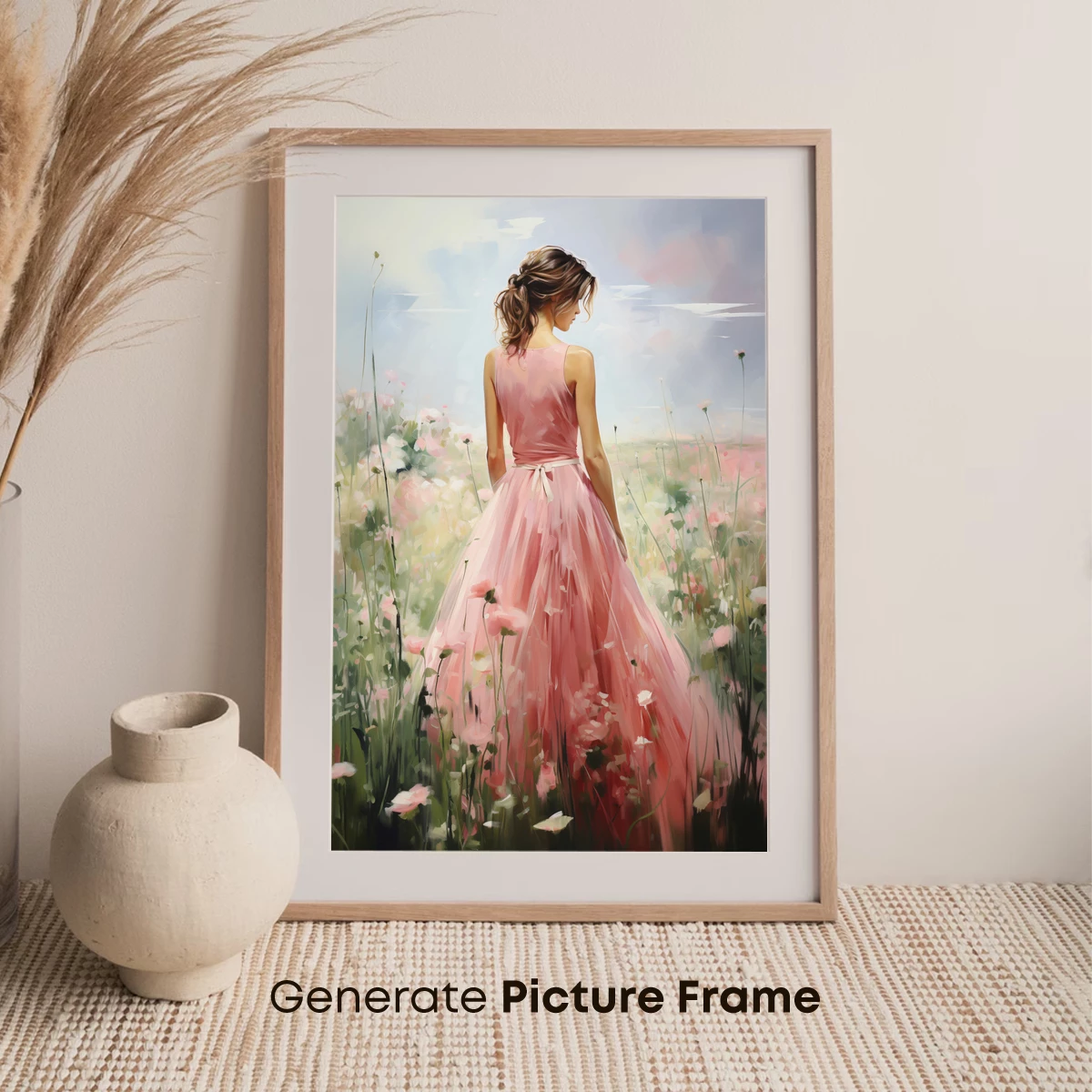 Ethereal Garden Dream: Pink Gown in Floral Bliss - Image 7