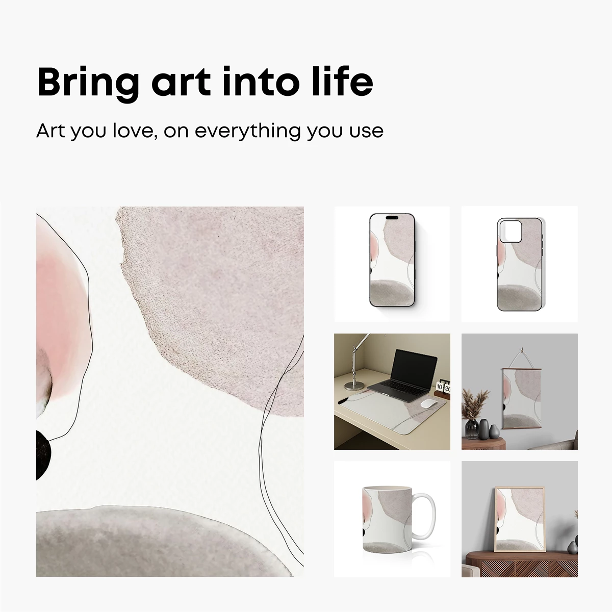 Abstract Watercolor Harmony: Soft Circles and Lines - Image 2