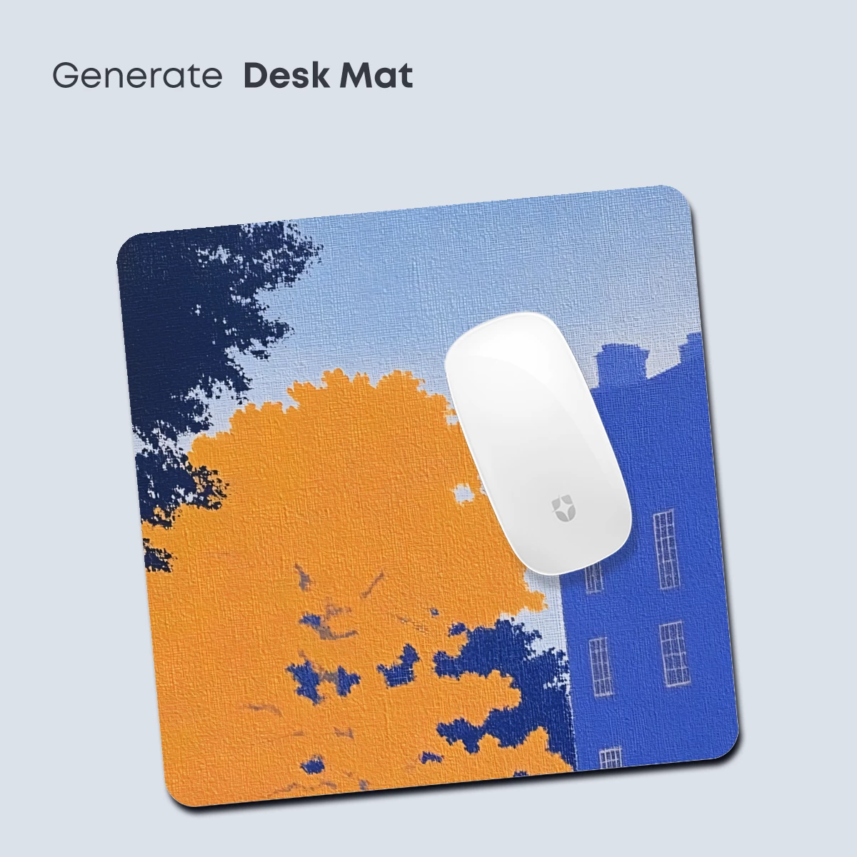 Autumn Blaze: Modernist Tree and Blue Building - Image 4