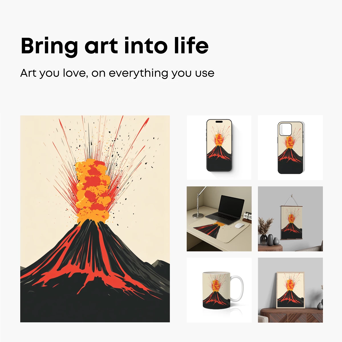 Erupting Volcano: Fiery Abstract Art