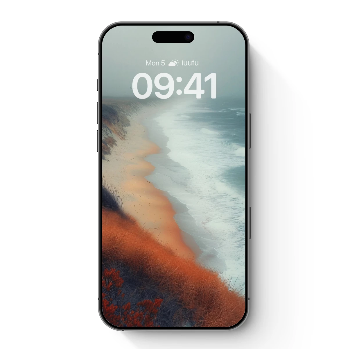 Misty Coastal Elegance: Orange Dunes and Frothy Waves Misty Coastal Elegance: Orange Dunes and Frothy Waves