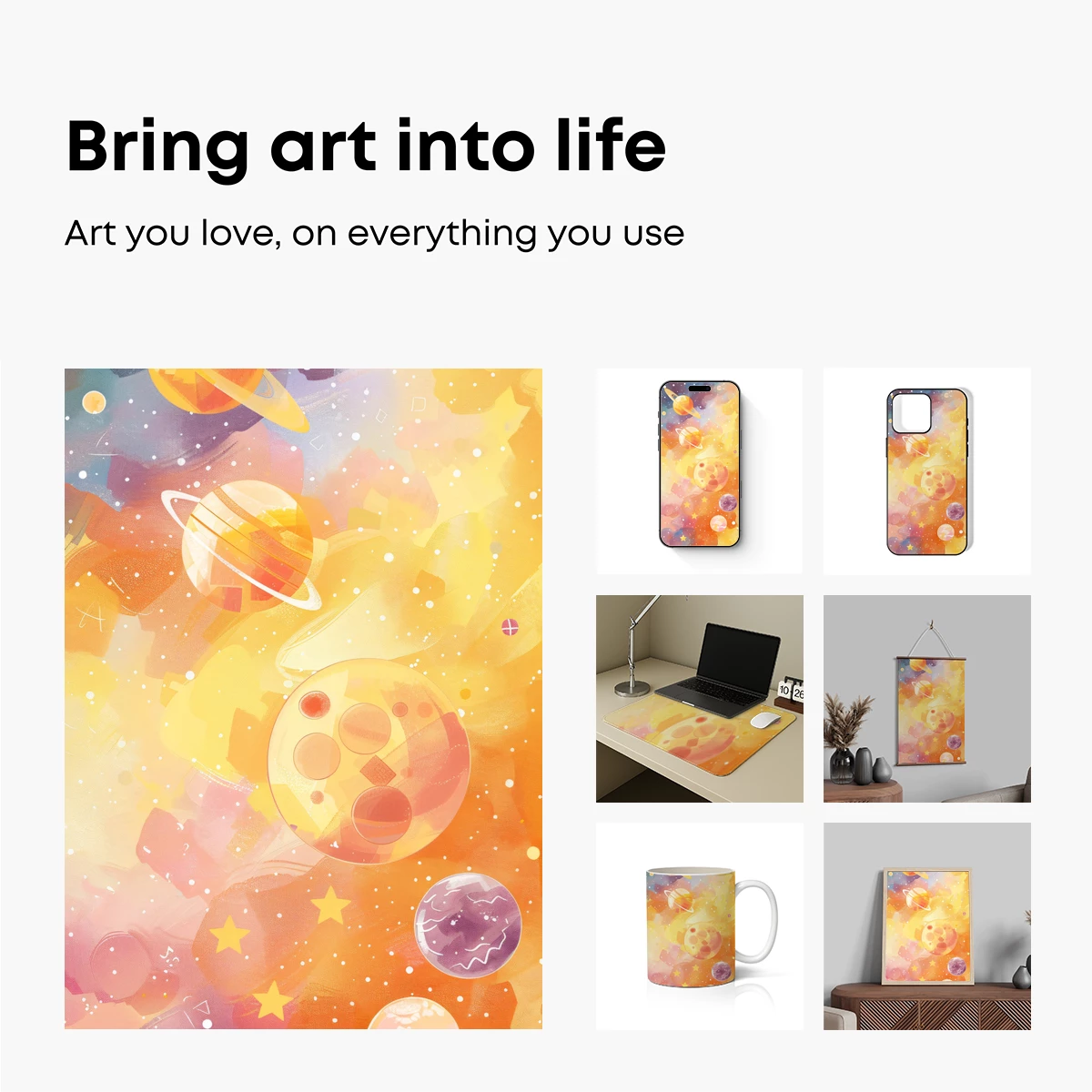 Cosmic Dreamscape: Whimsical Planets in Pastel Harmony - Image 2