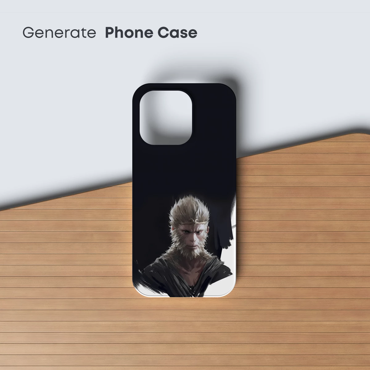 Mystic Monkey Sage: Ethereal Warrior in Monochrome - Image 3