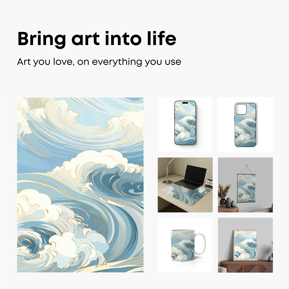 Elegant Ocean Waves: Hokusai-Inspired Artistry - Image 2