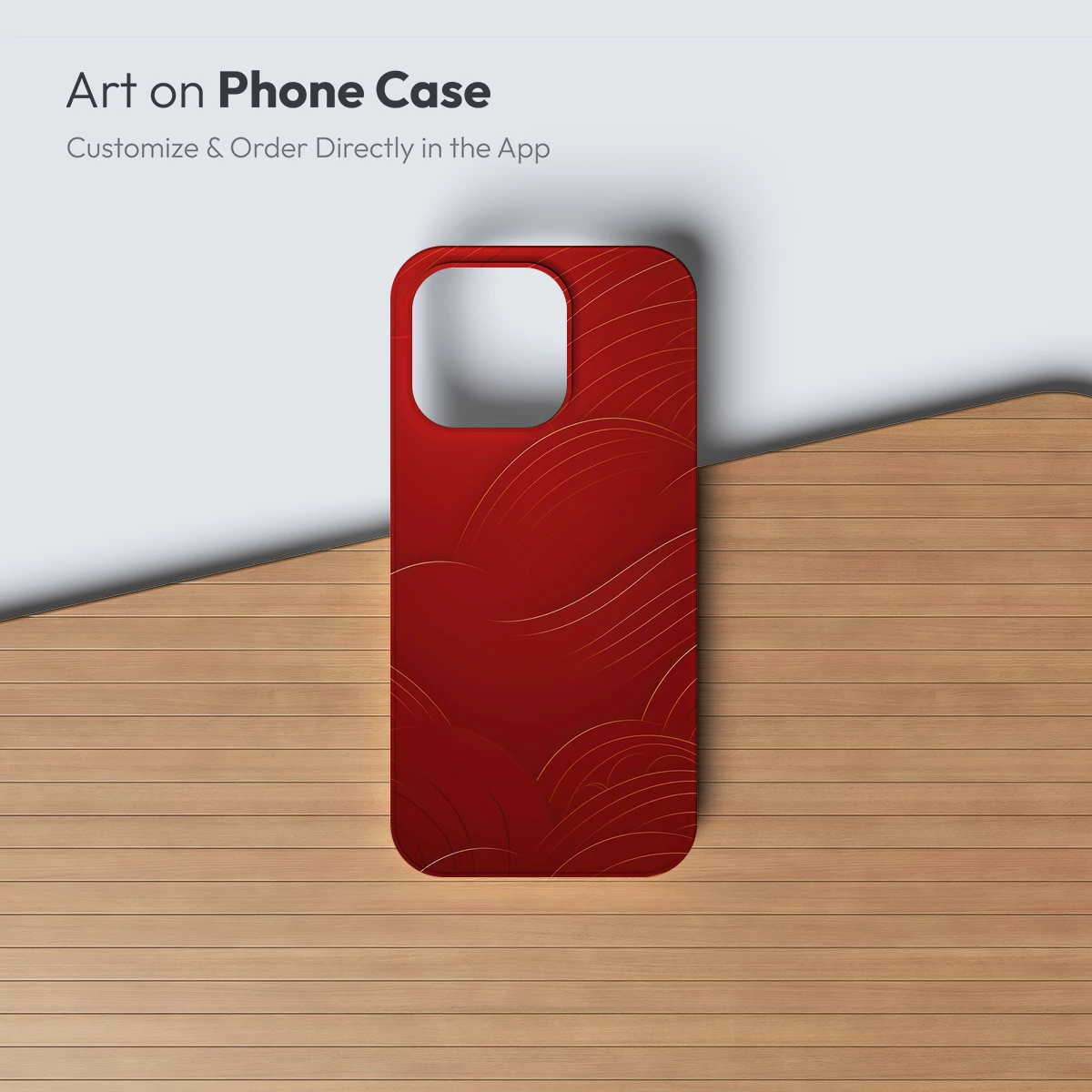 Crimson Waves: Golden Line Artistry - Image 2