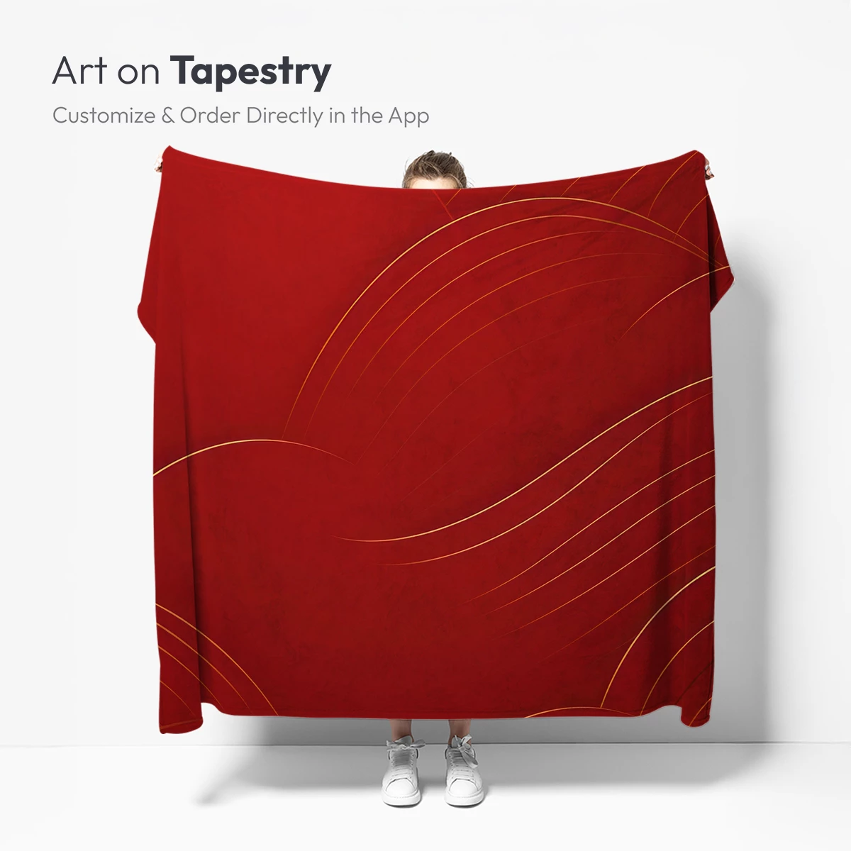 Crimson Waves: Golden Line Artistry - Image 4