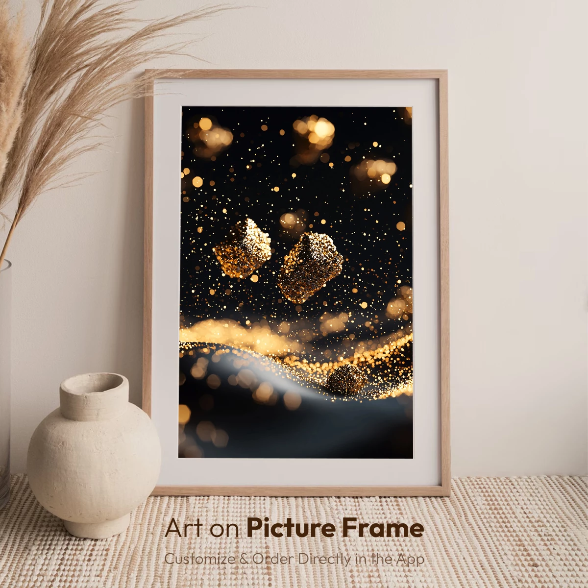Golden Stardust Elegance: A Celestial Dance of Light - Image 7