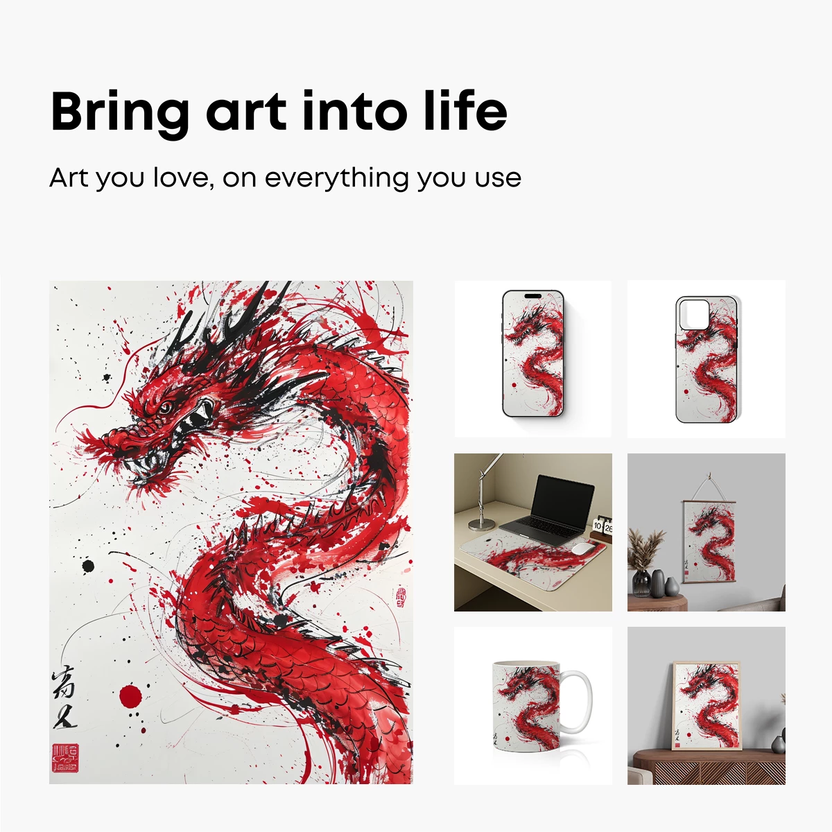 Crimson Dragon's Roar: Abstract Ink Artistry - Image 2