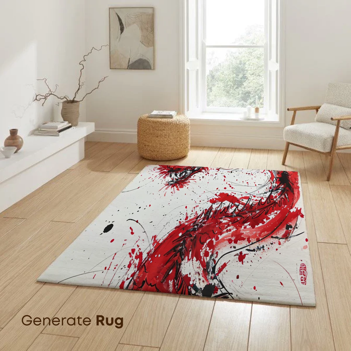 Crimson Dragon's Roar: Abstract Ink Artistry - Image 6