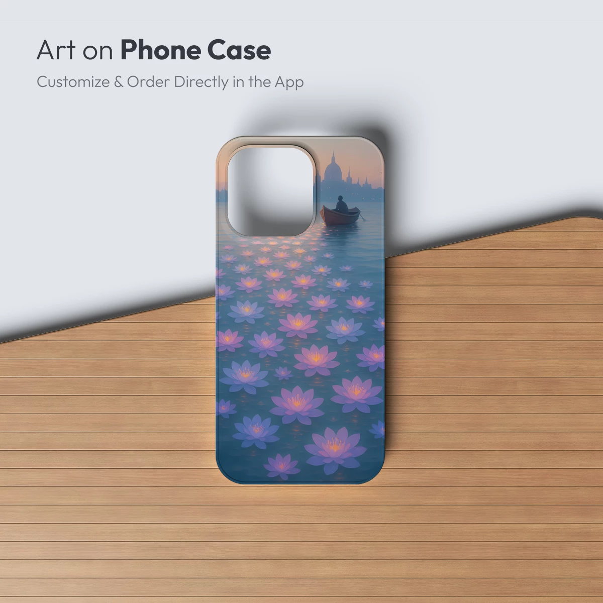 Luminous Lotus Path: Serene Rowboat Journey - Image 3