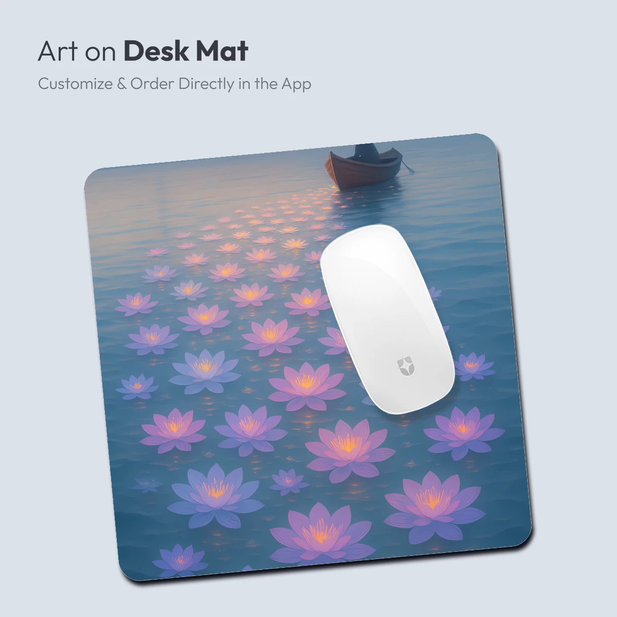 Luminous Lotus Path: Serene Rowboat Journey - Image 4