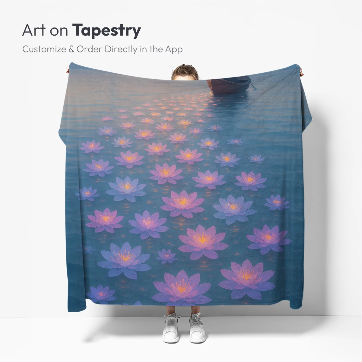 Luminous Lotus Path: Serene Rowboat Journey - Image 5