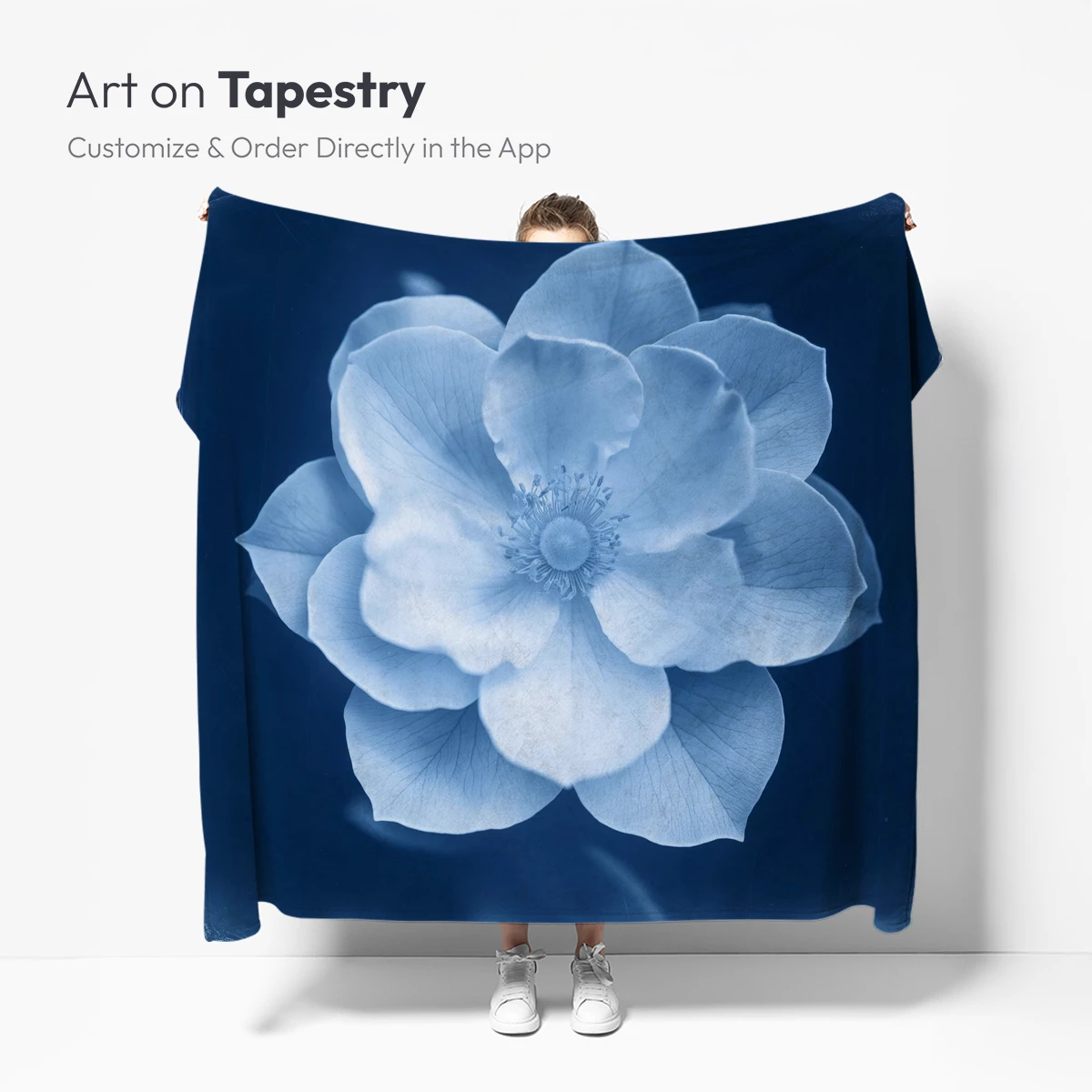 Cyanotype Bloom: Ethereal Flower in Monochrome Blue - Image 5