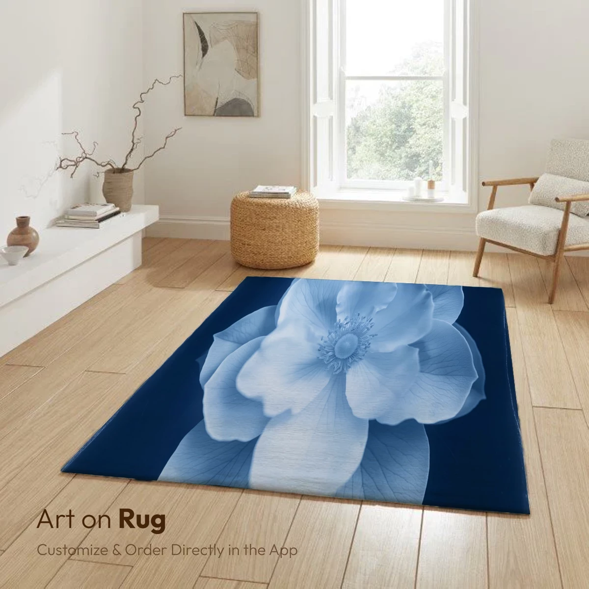 Cyanotype Bloom: Ethereal Flower in Monochrome Blue - Image 6