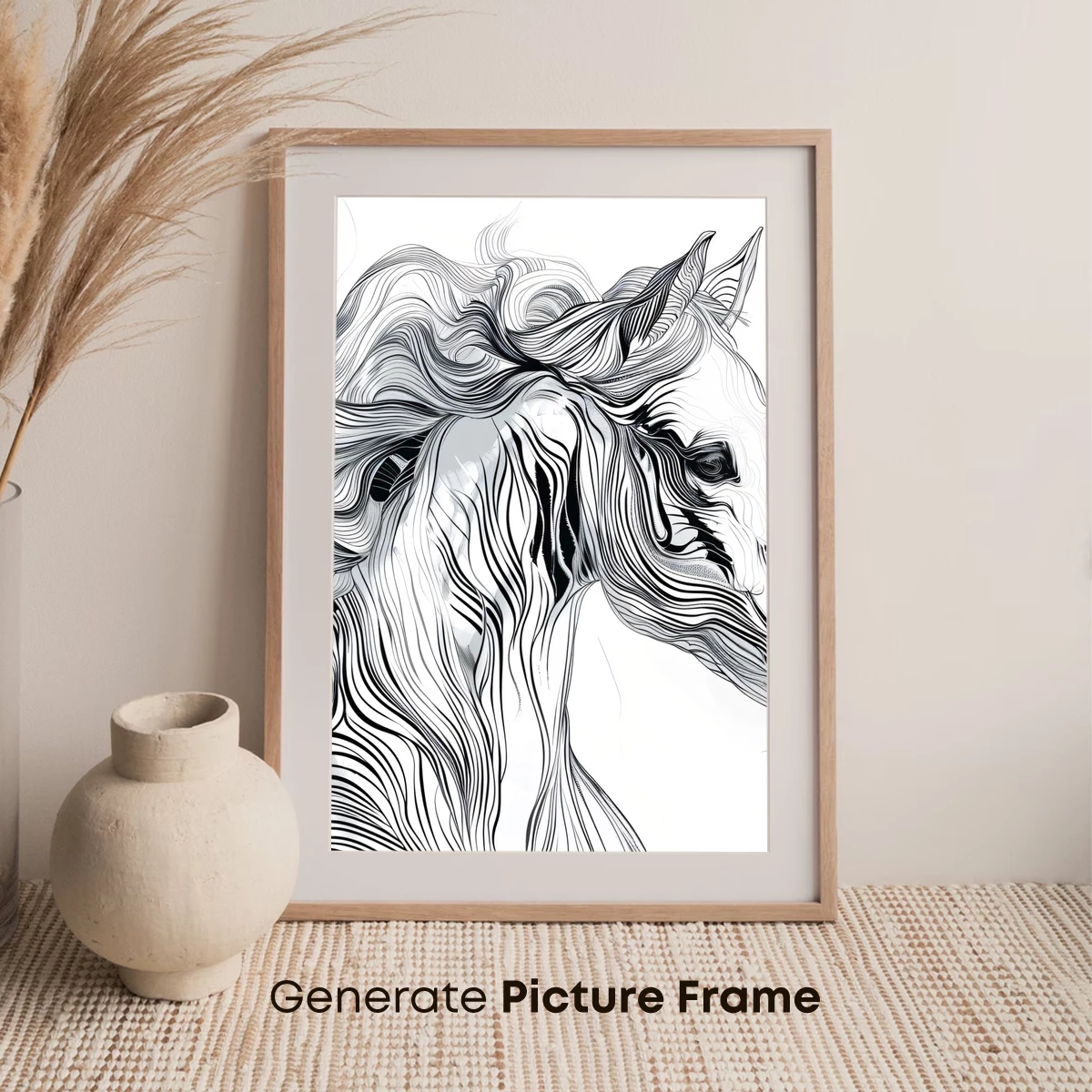 Elegant Line Art Horse: Dynamic Flow and Grace - Image 7