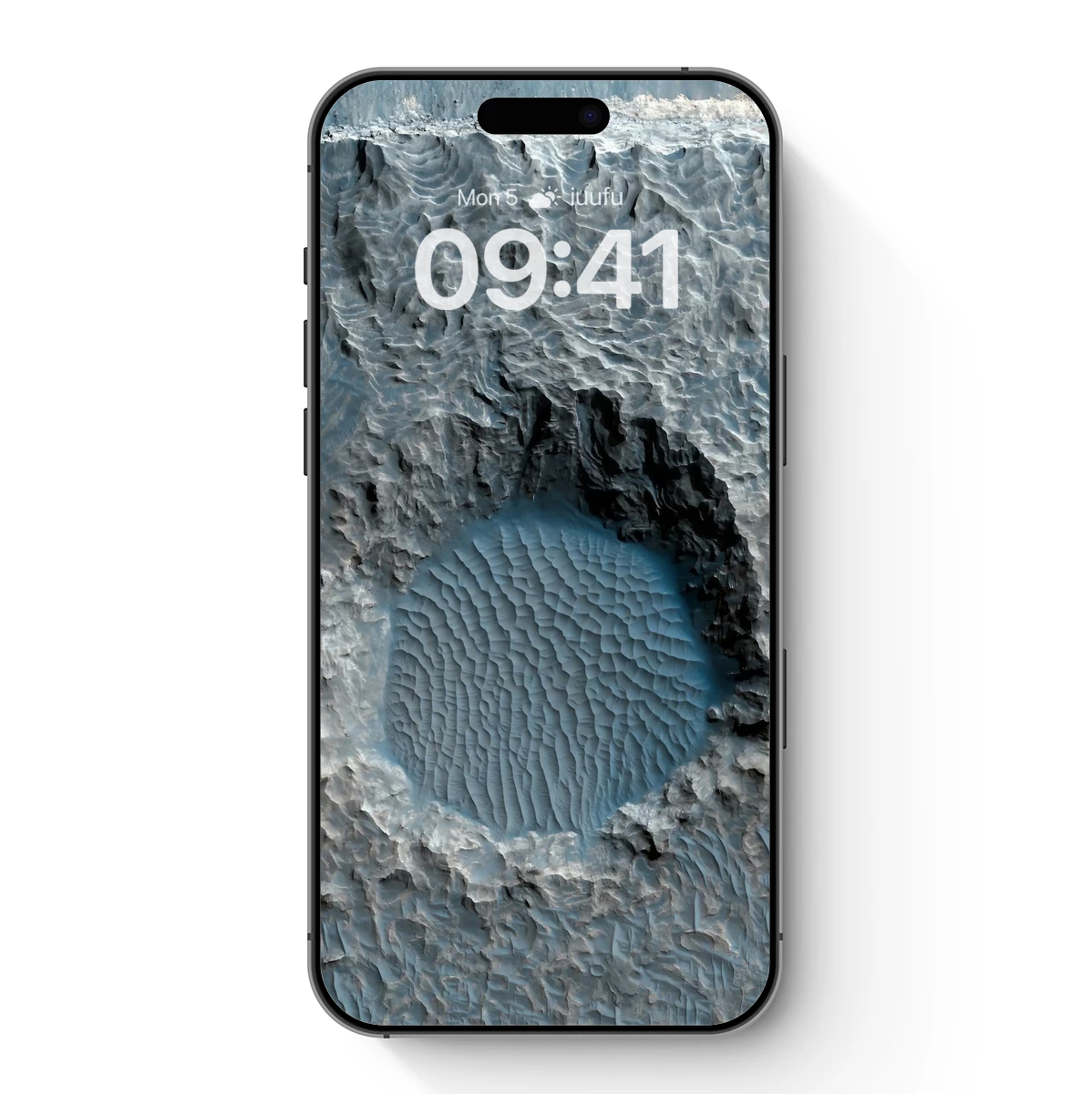 Frozen Crater Elegance: Ice Textures in Harmony