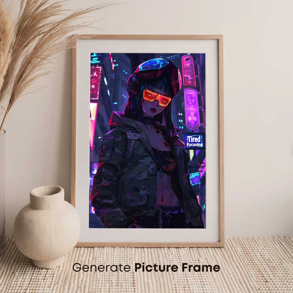 Cyberpunk Warrior: Neon-Glowing Goggles and Urban Camo - Image 7