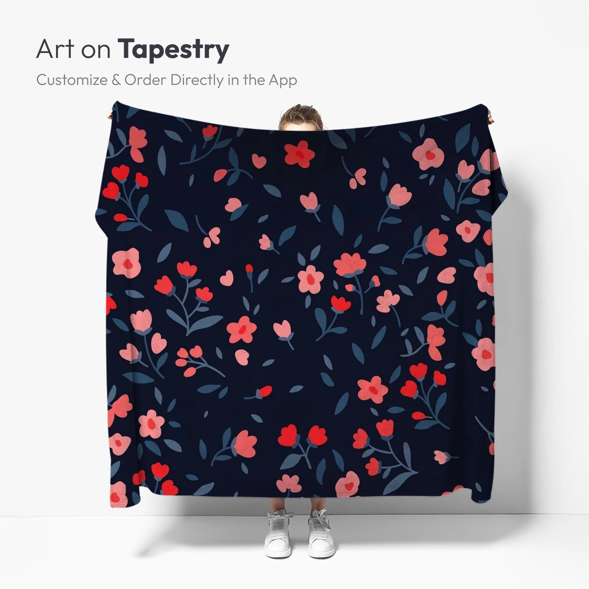 Blossom Nightfall: Floral Whispers in Midnight Blue - Image 5