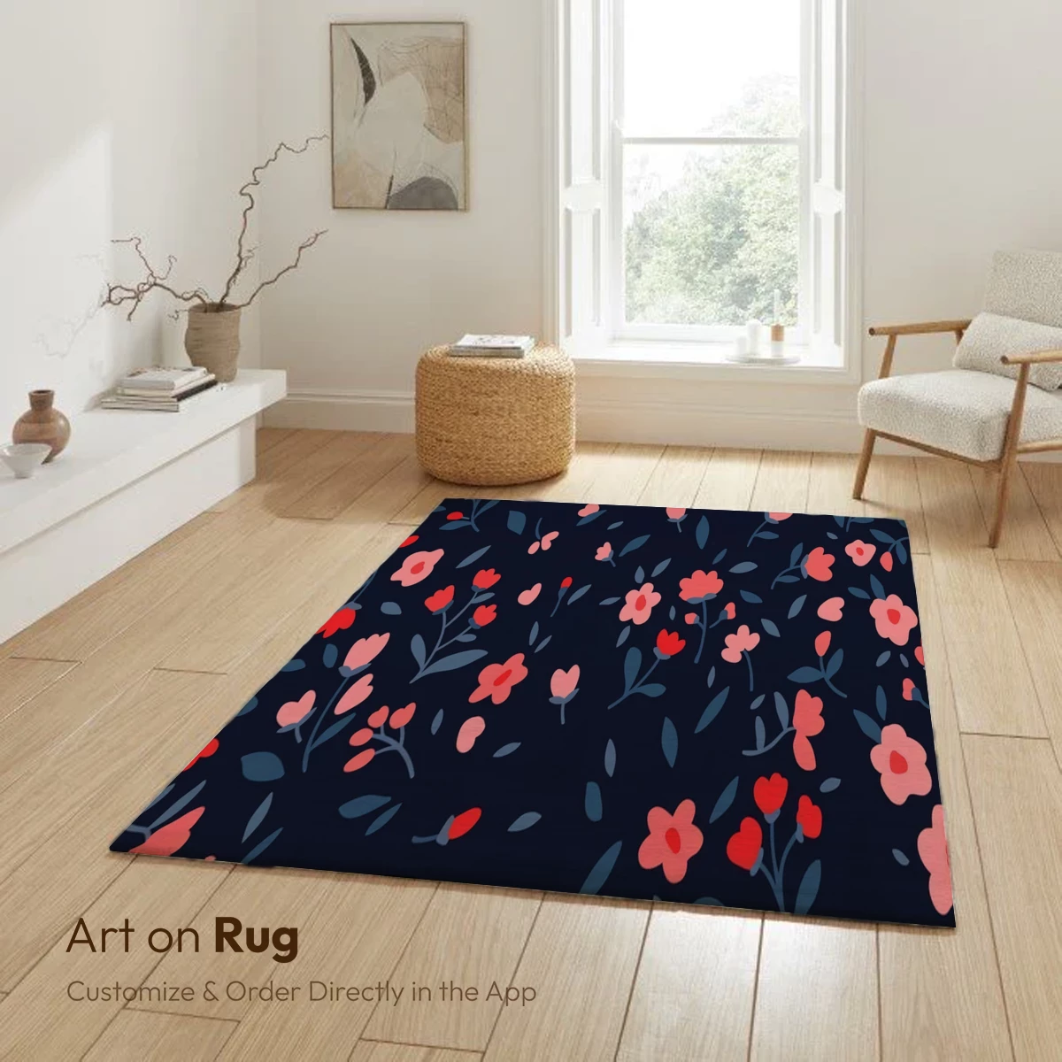 Blossom Nightfall: Floral Whispers in Midnight Blue - Image 6