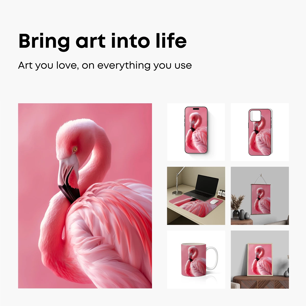 Elegant Pink Flamingo in Monochrome Harmony - Image 2