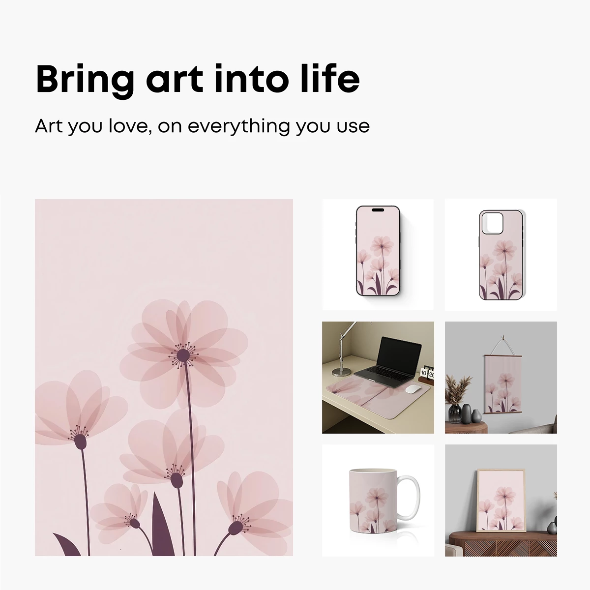 Ethereal Blossoms: Soft Petals in Minimalist Harmony - Image 2