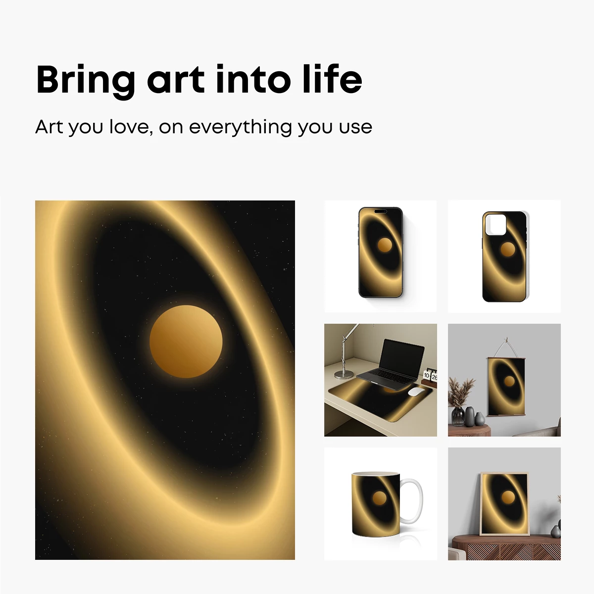 Ethereal Golden Planet with Celestial Ring - Image 2