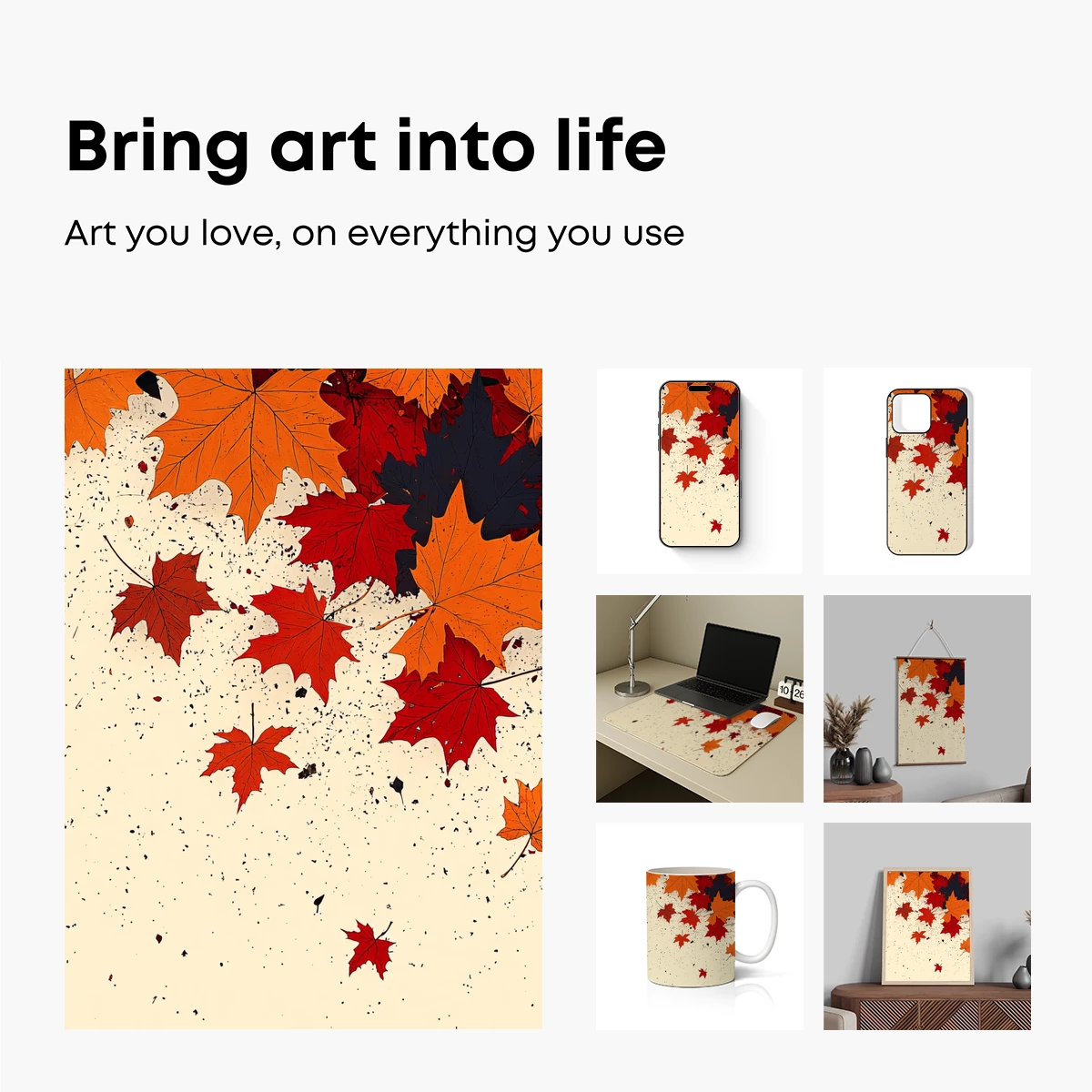 Autumnal Symphony: Falling Leaves in Warm Hues - Image 2