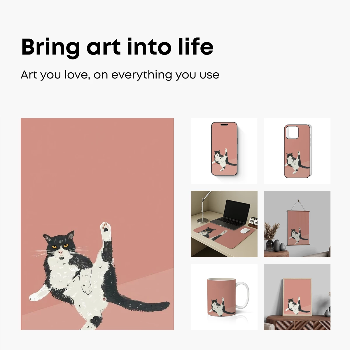 Playful Tuxedo Cat in Mid-Air Leap - Image 2