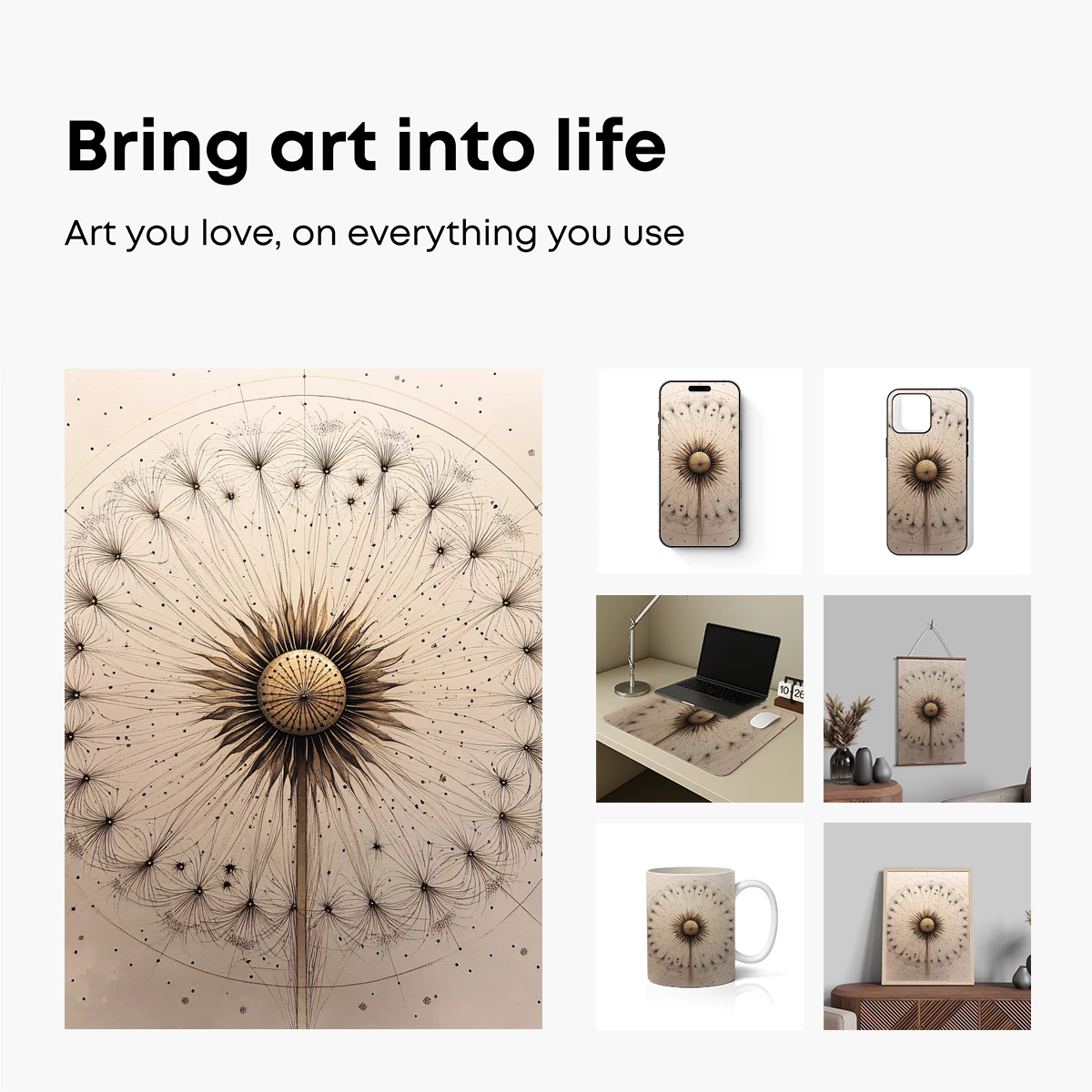 Cosmic Dandelion: Celestial Bloom in Golden Harmony