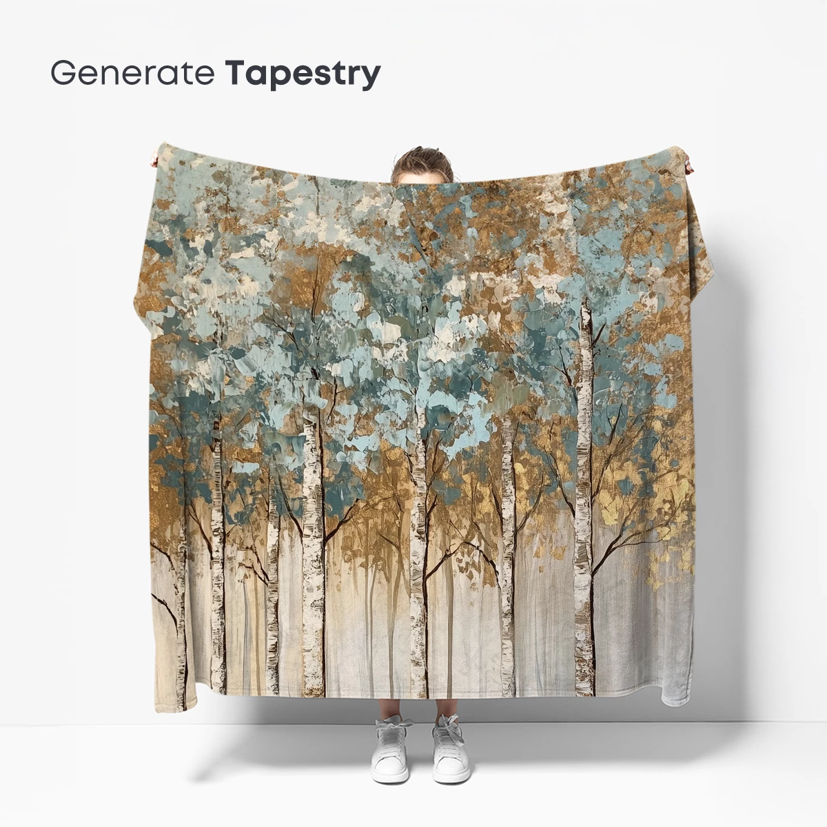 Golden Birch Whisper: Abstract Forest Elegance - Image 5